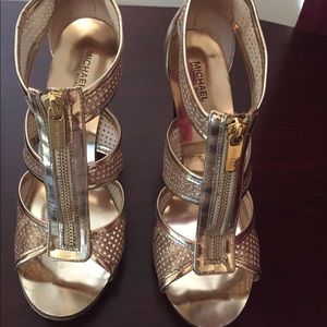 MK gold high heels